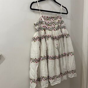Samant Chauhan - Anthropologie - Floral Embroidered mini Dress - White- large